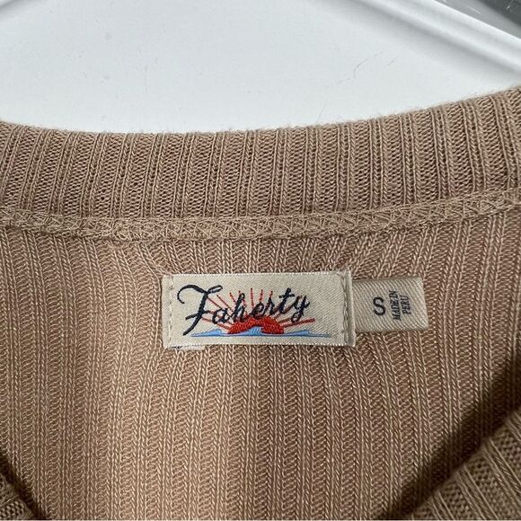 Faherty Brand Womens Size Small Nomad Tan Beige Legend Rib Layne Ribbed Tee - Picture 8 of 14